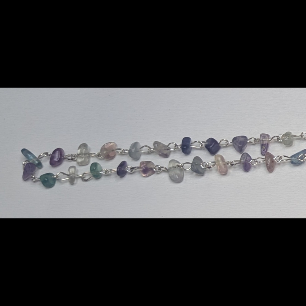 Belly Chain • Fluorite Chip Silver Waist Chain  • 27.5 + 10 Inch Extender - Picture 4 of 5
